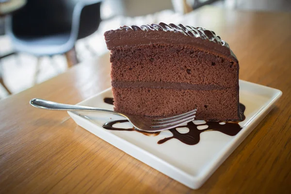 stock image chocolate cake with warm chocolate syrup