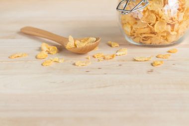 Cam Kavanoz içinde tahıl Mısır gevreği