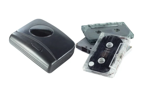 Música à moda antiga de cassete player e fita cassete isolar — Fotografia de Stock
