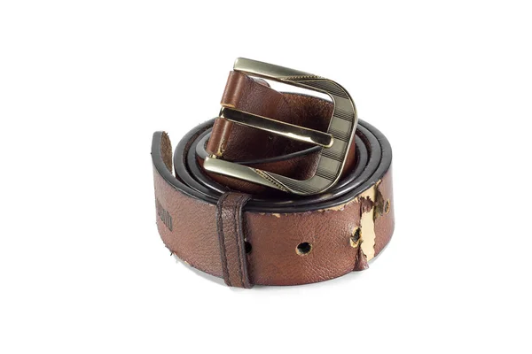 Cinturón o cinturón marrón de los hombres aislado — Foto de Stock
