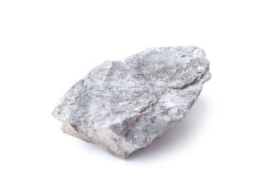 Beyaz arka planda izole kaya. Gri taş izole