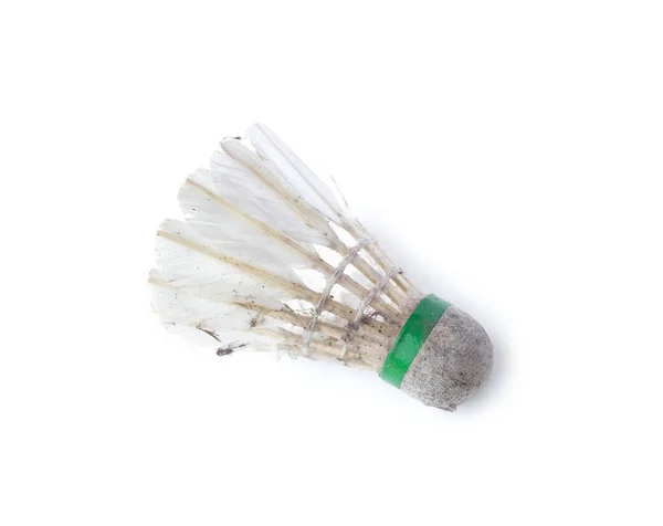 Dirty shuttlecock for badminton isolated on white background — Stock Photo, Image