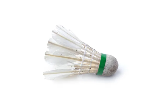 Dirty shuttlecock for badminton isolated on white background — ストック写真