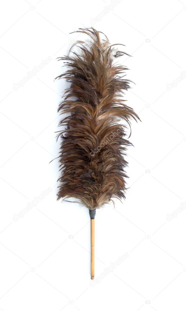 feather duster feather broom isolated on white background
