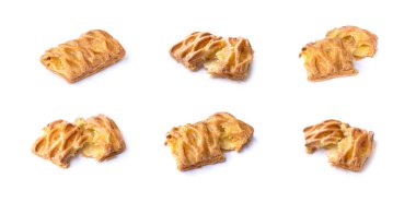 Beyaz sırtında izole edilmiş çıtır ananaslı turta koleksiyonu.