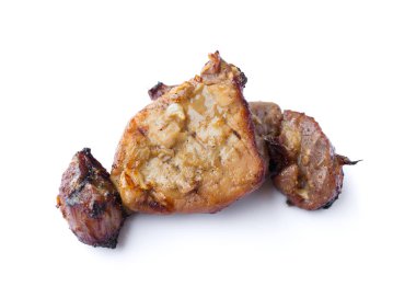 Organik pişmiş domuz pirzolası, tuz, biber ve sarımsaklı biftek.