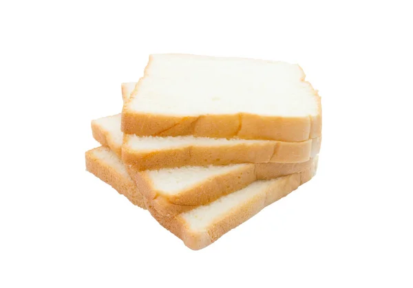 Felii de pâine albă delicioasă și delicioasă pentru micul dejun pe wh — Fotografie, imagine de stoc