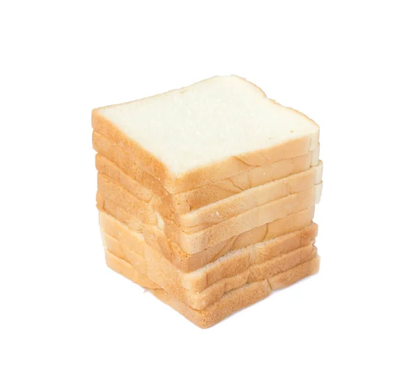 Rebanadas suave y pegajoso delicioso pan blanco para el desayuno en wh —  Fotos de Stock