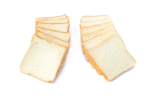 Rebanadas suave y pegajoso delicioso pan blanco para el desayuno en wh — Foto de Stock
