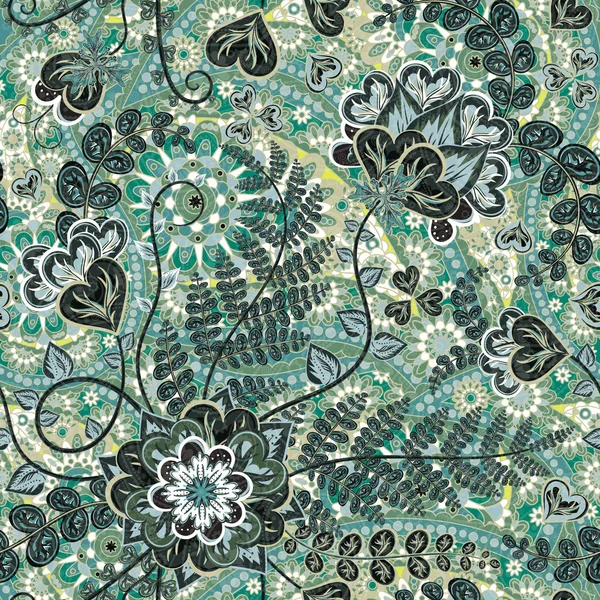 Vintage-Muster im indischen Batikstil. Floraler Vektorhintergrund — Stockvektor