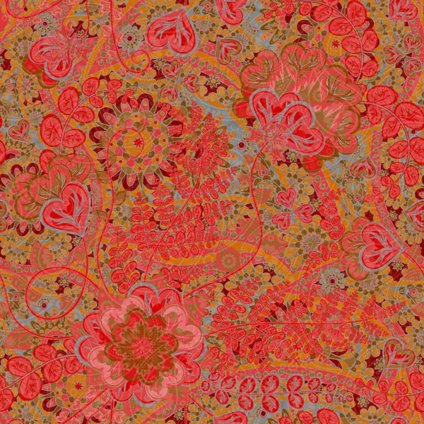 Vintage patroon in indiaanse batik stijl. bloemenvector achtergrond — Stockvector