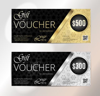 Altın VIP Club kartı fişi ya da hediye sertifikası şablonu.