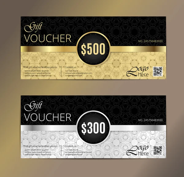 Cartão VIP Gold Club. Voucher ou modelo de certificado de presente . — Vetor de Stock