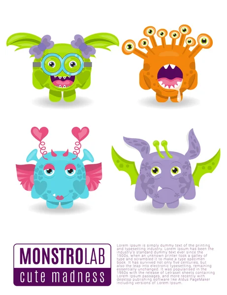 Vector illustratie monsters met een toothy grijns. — Stockvector