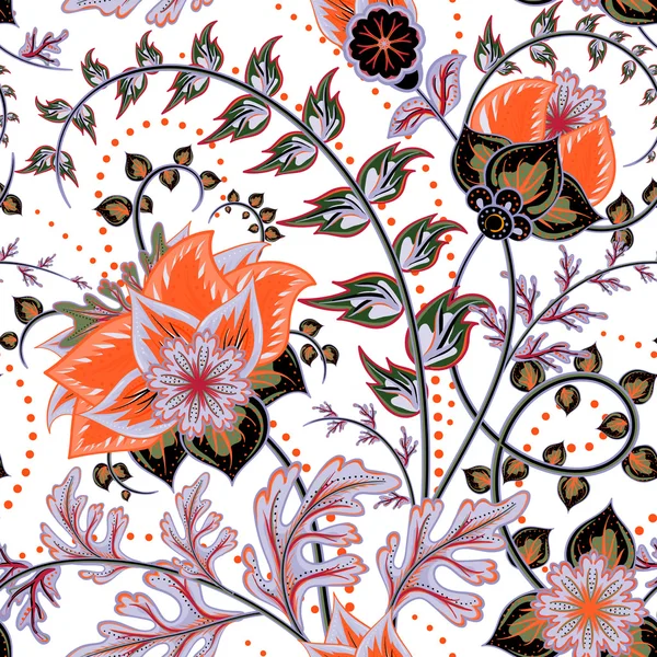 シームレス パターン。ヴィンテージの装飾的な要素。手描きの背景。アラビア語、インドのオットマンのモチーフ。布や紙での印刷に最適 — ストックベクタ