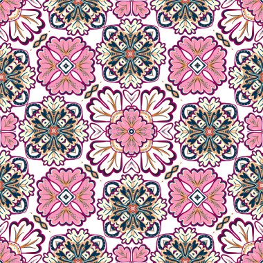 İspanyol geleneksel süsleme, Akdeniz seamless modeli, çini tasarım, illüstrasyon vektör.