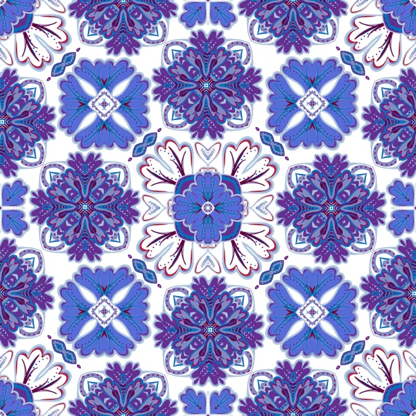 Spanish traditional ornament, Mediterranean seamless pattern, tile design, vector illustration. — Stock Vector