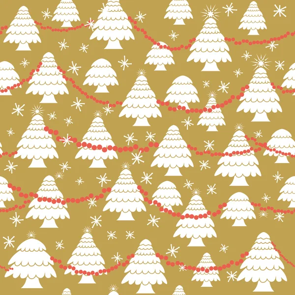 无缝圣诞图案在平面样式。圣诞树花环丝带。矢量. — 图库矢量图片
