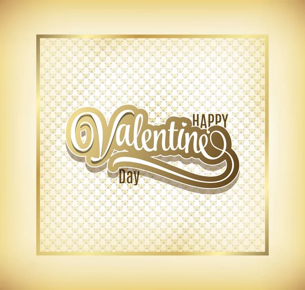 Happy Valentines Day Hand Lettering - Typographical Background — Stock Vector