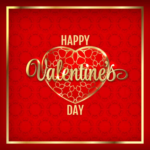 Feliz día de San Valentín Corazones Vector Ilustración sobre fondo rojo — Vector de stock