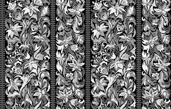 Padrão sem costura listrado. Papel de parede floral. Fronteira ornamental colorida — Vetor de Stock