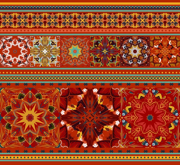 Reiche ethnische nahtlose Muster geometrisches Design. Mandala-Stil. Vektor illustriert Hintergrund — Stockvektor