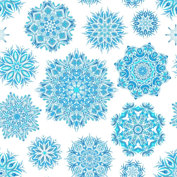 Winter nahtlose Muster mit schönen Schneeflocken. Vektorillustration — Stockvektor