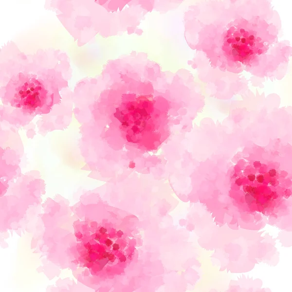 Nahtloses Hintergrundmuster aus rosa Sakura-Blüte oder japanischer Blütenkirsche, symbolisch für den Frühling, in einer zufälligen Anordnung auf weißem Hintergrund, quadratisch, geeignet für Textiltapeten oder Fliesen — Stockvektor