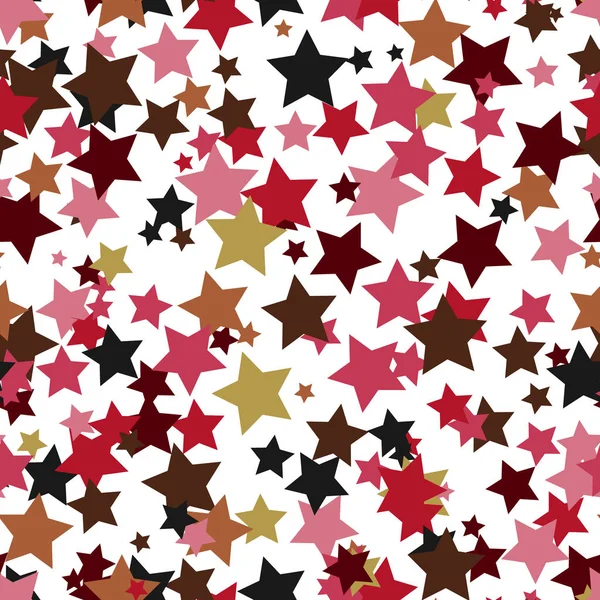 Çeşitli boyut ve renkleri rastgele dağıtılmış yıldız kutlama sorunsuz arka plan. Moda renkler, bu sezon isabet. Beyaz zemin üzerine altın pembe gri yıldız. Vektör çizim.