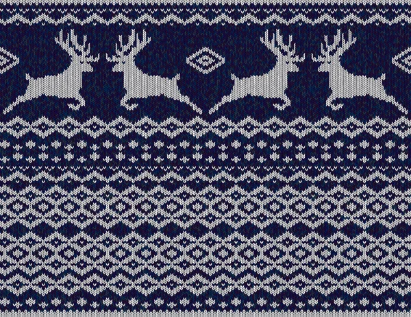 傣文针织的羊毛衫的鹿无缝模式 — 图库矢量图片