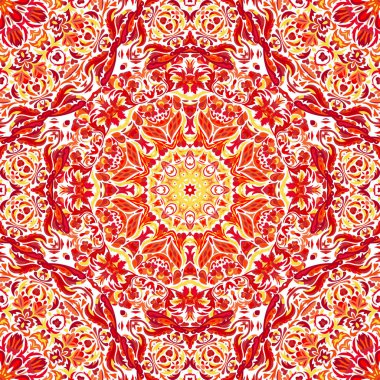 Parlak çiçekli, kusursuz bir desen. Doğu tarzında klasik tasarım öğesi. Süslü dantel iz sürücü. Duvar kâğıdı için süslü bir çiçek dekoru. Mavi arkaplanda geleneksel Arapça dekor.