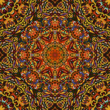 Festival sanat sorunsuz mandala desen. Etnik geometrik Yazdır. Renkli çerçeve arka plan