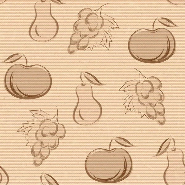 Безшовний візерунок з фруктами в стилі, намальованому вручну Векторні ілюстрації — стоковий вектор
