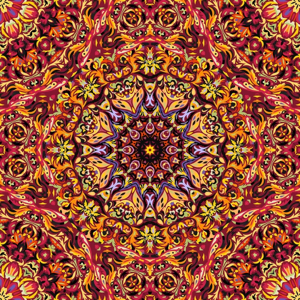 축제 예술 원활한 만다라 패턴입니다. 민족 기하학적 인쇄입니다. 다채로운 프레임 배경 — 스톡 벡터