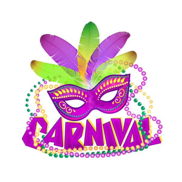 Ícones de carnaval vetor brilhante máscara e sinal . —  Vetores de Stock