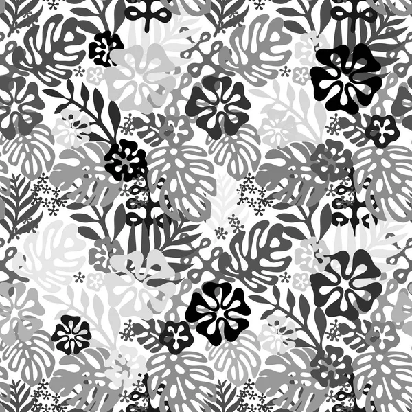 Modèle hawaïen sans couture style plat classique. fleurs rétro d'hibiscus. Illustration vectorielle — Image vectorielle