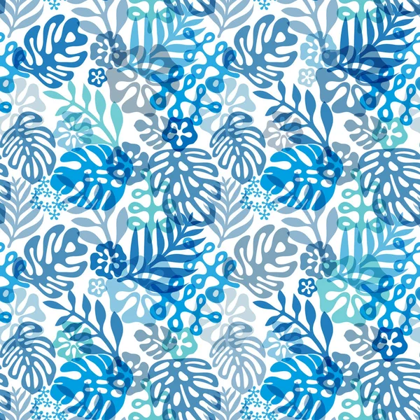 Бесшовный гавайский шаблон классический плоский стиль. ретро цветы гибискуса. Векторная иллюстрация — стоковый вектор