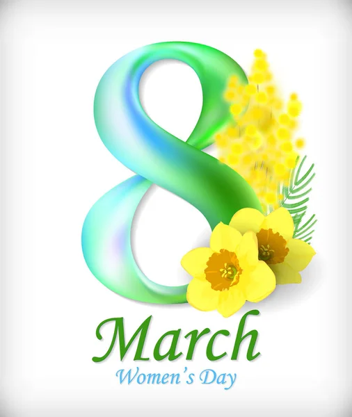 8 Marzo Womens Day plantilla de tarjeta de felicitación. Increíble figura ocho. Vector — Vector de stock