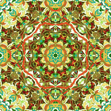 Festival sanat sorunsuz mandala desen. Etnik geometrik Yazdır. Renkli çerçeve arka plan