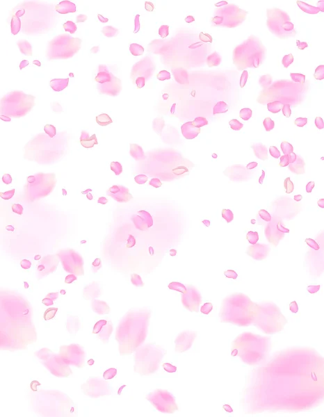 Абстрактний фон з літаючими рожевими пелюстками троянд. Векторні ілюстрації ізольовані на фоні . — стоковий вектор