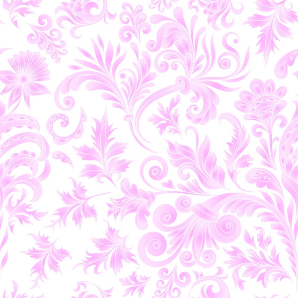 Doodle paisley motif sans couture. Éléments floraux dégradés sur fond blanc. Gzhel. Imitation aquarelle. Impression deux couleurs — Image vectorielle