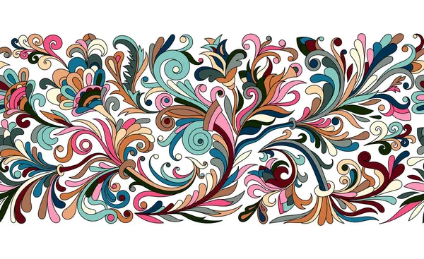 Vintage floral baroque bordure sans couture avec magnolias floraison, rose et brindilles, illustration vectorielle roses, motif de fleurs — Image vectorielle
