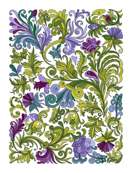 Zentangle floral de couleur ethnique, rectangle de motif de fond doodle dans le vecteur . — Image vectorielle