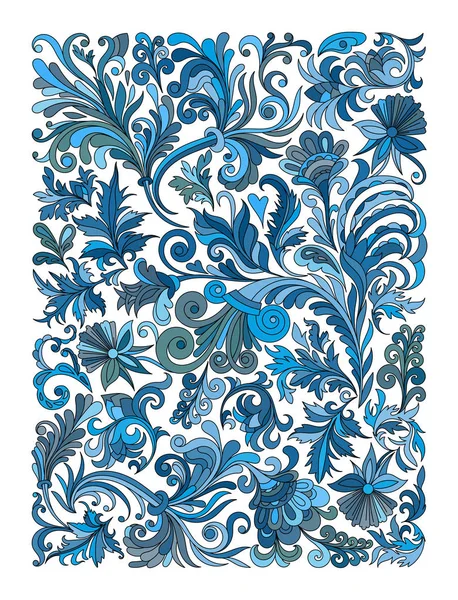 Etnia zentangle floral colorido, doodle fundo padrão retângulo no vetor . —  Vetores de Stock