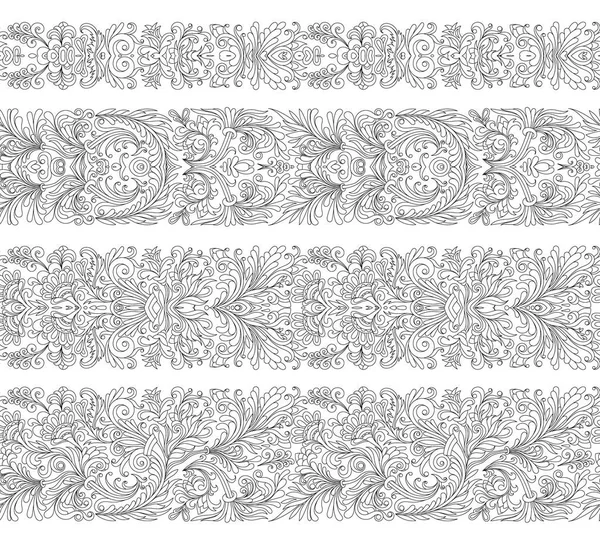 Conjunto de modelos de escovas de borda vintage. Elementos florais barrocos para design de molduras e decorações de página . — Vetor de Stock