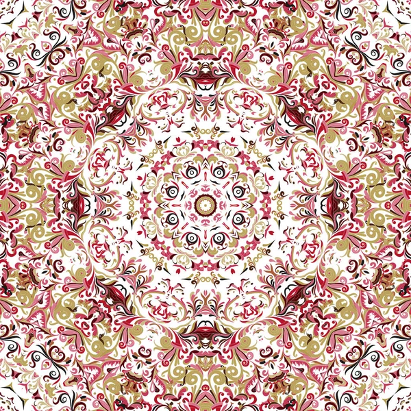 Flores estilizadas papel pintado oriental retro sin costuras vector de fondo abstracto, decoración azulejo impresión oriental tribal ornamento floral, azulejo patrón floral árabe vintage — Archivo Imágenes Vectoriales