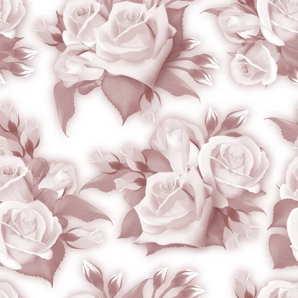 Eleganckie bezszwowe tło z różami w stylu monochrom sepia. Vintage wzór kwiatowy ornament przydatne jako tło. Sepia bezszwowe róże wzór. Wektor — Wektor stockowy