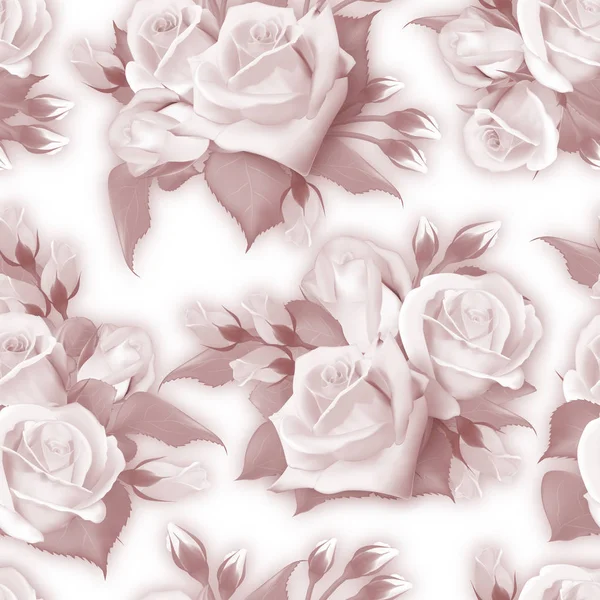 Élégant fond sans couture avec des roses en style sépia monochrome. Modèle vintage avec ornement floral utile comme fond. Sepia motif de roses sans couture. Vecteur — Image vectorielle