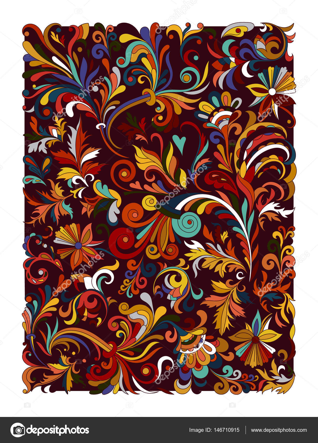 Etnico colorato floreale zentangle rettangolo di pattern di sfondo nel vettore di doodle Henna mehndi paisley doodles design Buono per il disegno di