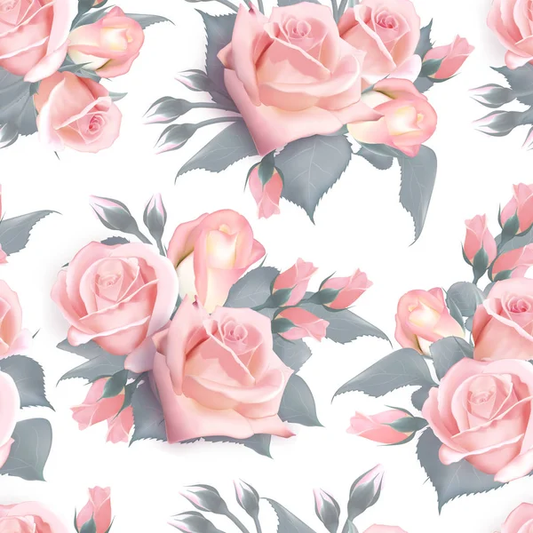 Αγγλικά τριαντάφυλλα άνευ ραφής. Vintage ροζ τριαντάφυλλο μοτίβο ιδιαίτερα ελαστικό. Διάνυσμα. Ποιότητας ακουαρέλα απομίμηση. Δεν ίχνος. — Διανυσματικό Αρχείο